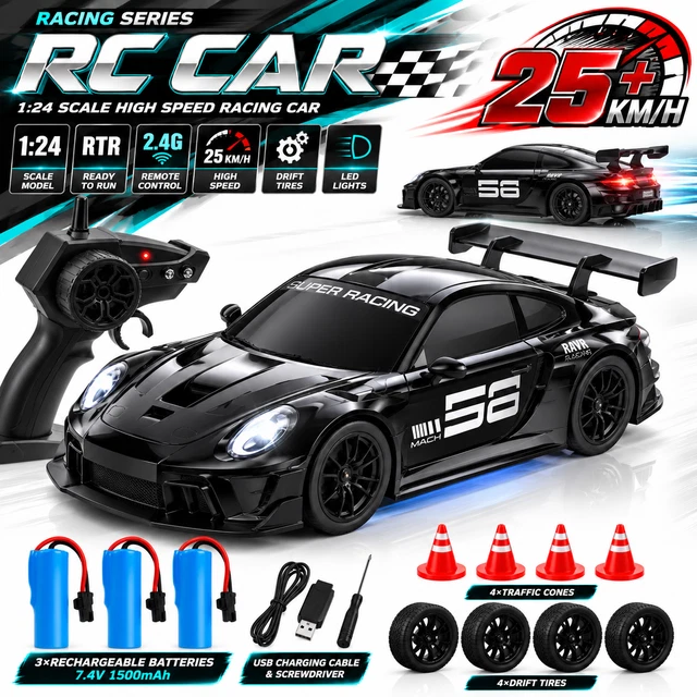 1:24 RC DRIFT Car 2.4G 25KM/H Remote Control Car 4WD High Speed RC Cars ...