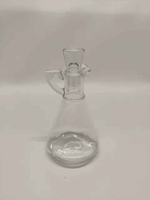 Vintage Oil Decanter Hazel Atlas Glass Co. Cruet with Stopper Clear