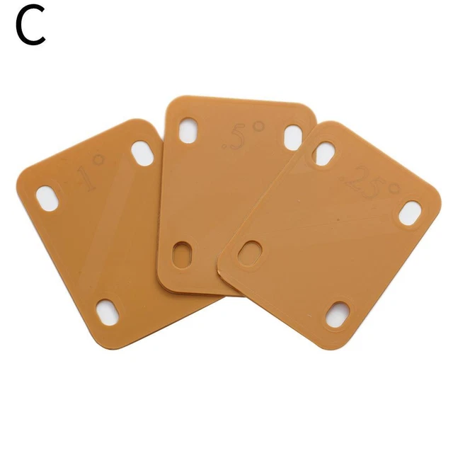 Khaki 3pcs Neck Shims Guitar Neck Spacer Plastic Electric 0.25 0.5 1 Degree N L1