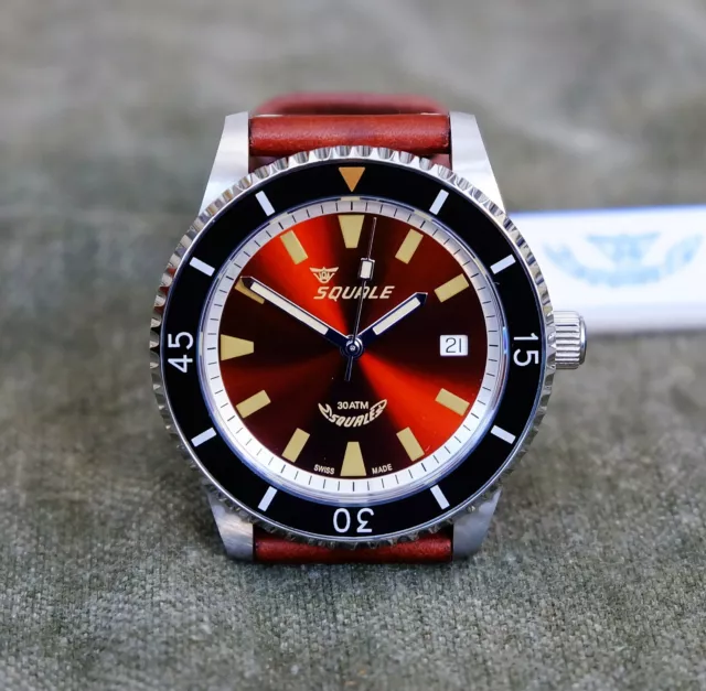 SQUALE MONTAUK MTK-05 Rootbeer Automatic Diver's Watch Swiss Made 