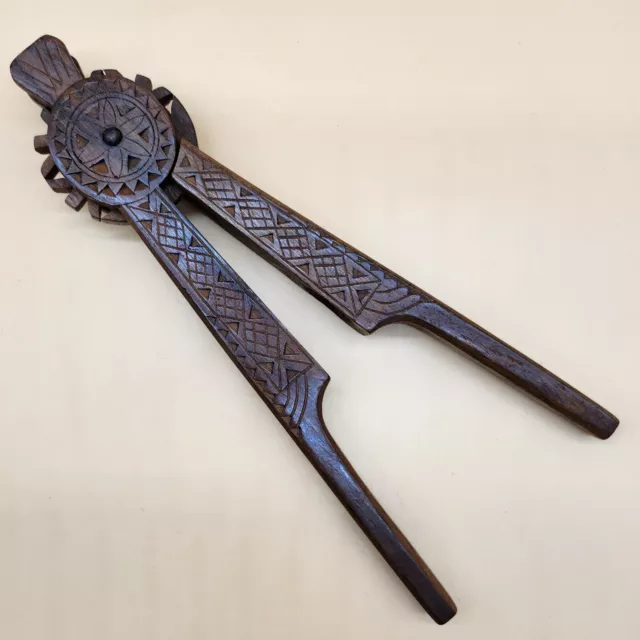 Vintage Natural Hand Carved Wooden Nut Cracker