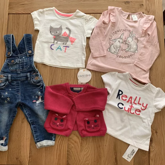 New large baby girls clothes bundle Unicorn Cats Next Jojo M&S 6-12 months