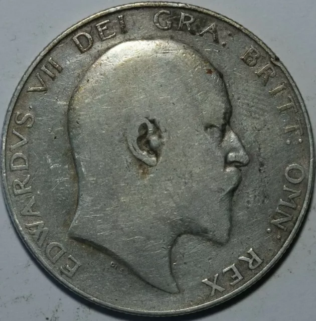 1910 .925 Edward VII Silver Half Crown coin