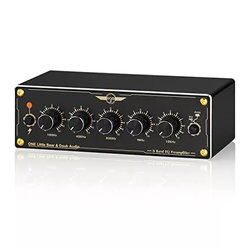 Douk Audio EQ5 Mini Vorverstärker 5-Band EQ Preamp Stereo Analog Equalizer Porta