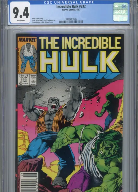 Incredible Hulk #332 Nm 9.4 Cgc White Pages Rare Newstand Edition David Story