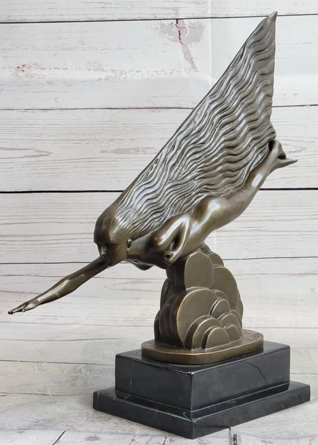 French Art Deco Comet Bronze Statue Nude Sculpture Hot Cast Naked Figure