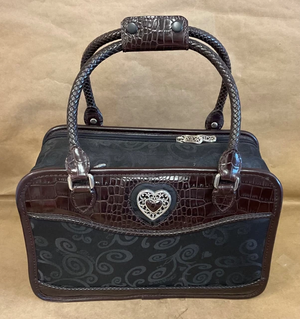 Brighton Travel Cosmetic Case Bag Weekender MakeUp Make Up Bag Brown Croc Black