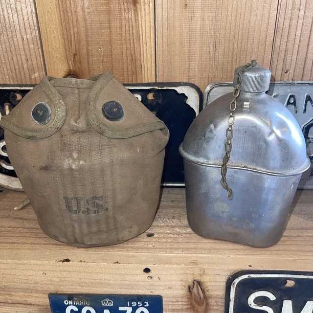 WWII US ARMY CANTEEN SM CO + COVER DATED 1942 SHANE MFG. CO Snaps Good