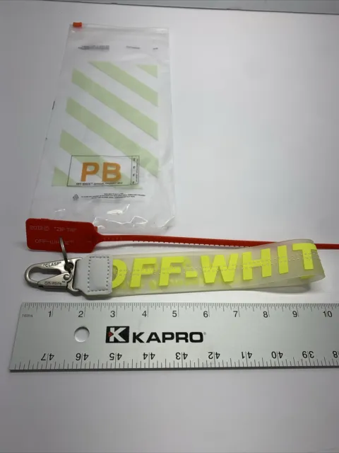 OFF-WHITE Lanyard Keychain Industrial Clasp Bright Yellow On Clear with Zip Tie