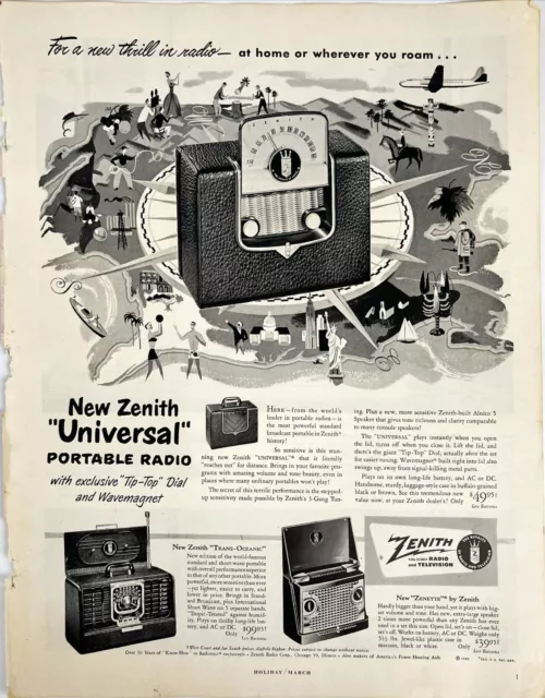 Zenith Radio G503 Tube Radio Sundial Zenette Transistor Vtg Magazine Ad 1950