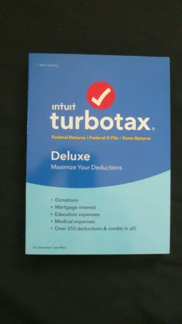 Intuit Turbotax Deluxe Federal State 2018 Tax Software Maximize Reduction Sealed