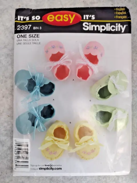 Simplicity sewing pattern 2397 Infant Baby Shoes Booties Felt Embroidery Easy