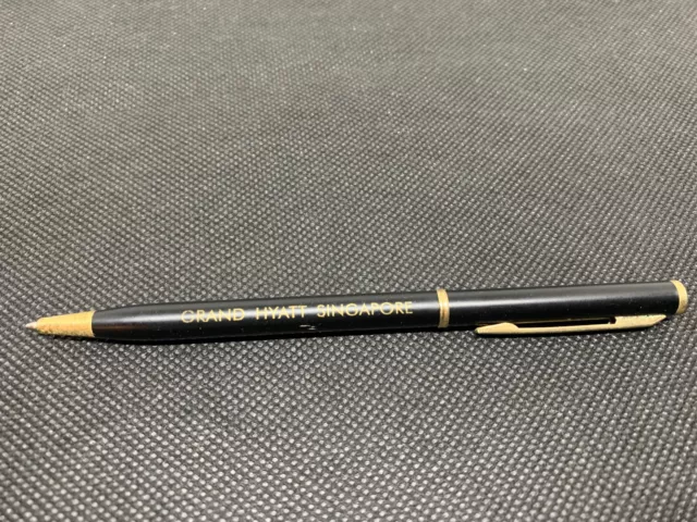 VTG Grand Hyatt Singapore Advertising Pen Black Goldtone Ballpoint Blue Writes 2