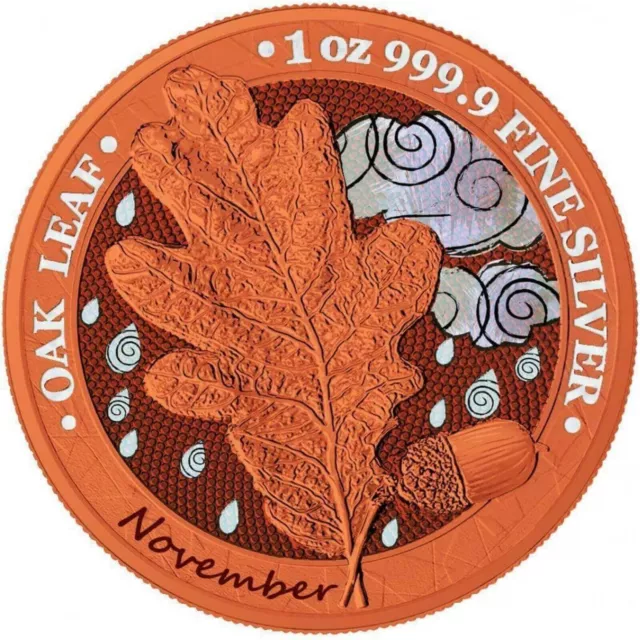 1 Oz Silver Coin 2019 5 Mark Germania Oak Leaf 12 Month Series - November
