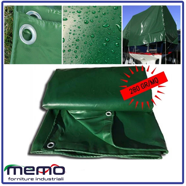 telo occhiellato verde telone giardino pvc pesante impermeabile 2x3 3x3 3x4 5x5
