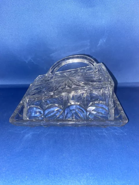 Vintage Pressed Glass Clear Glass Covered Cheese Dish Butter Dish 3