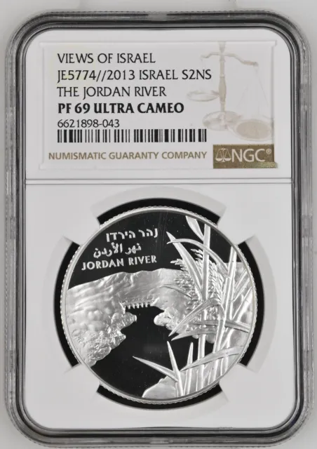 Israel 2013 Silver 2 New Sheqalim Views Of Israel The Jordan River- Ngc Pf69 Uc