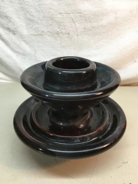 Large High Voltage Porcelain Ceramic Brown Glazed 8" x 10" Insulator -Candy Dish