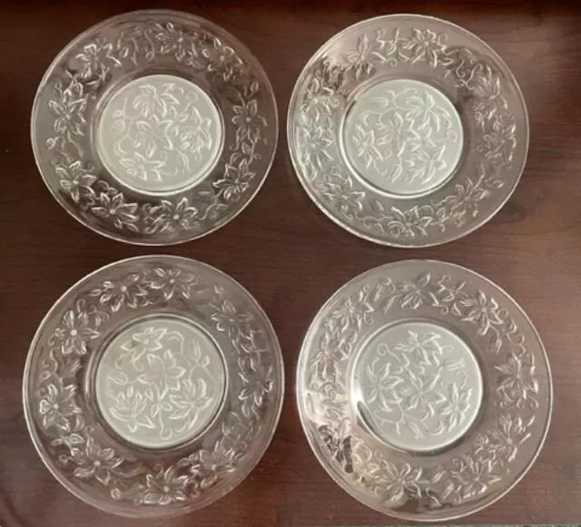 Princess House FANTASIA Dessert/Salad Plates Frosted Center 8 Inch Set of 4 NIB