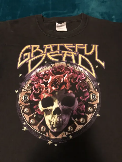 Vintage 2003 Grateful Dead Shirt Medium Skull Roses Wheel Nice Jerry Garcia
