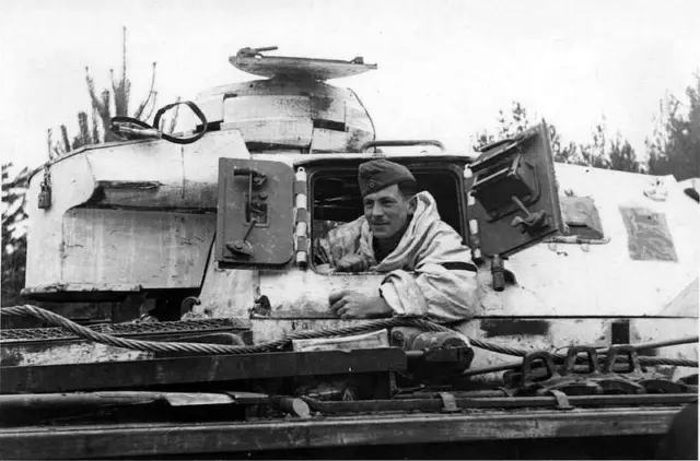 WWII B&W Photo German Pzkpfw III Crewman WW2 World War Two Panzer Tank  / 2044