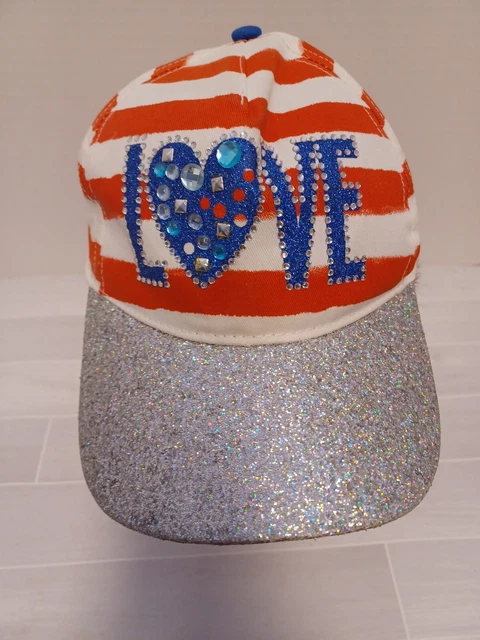 Teen Glitter Billand Embellished Baseball Cap Red White And Blue