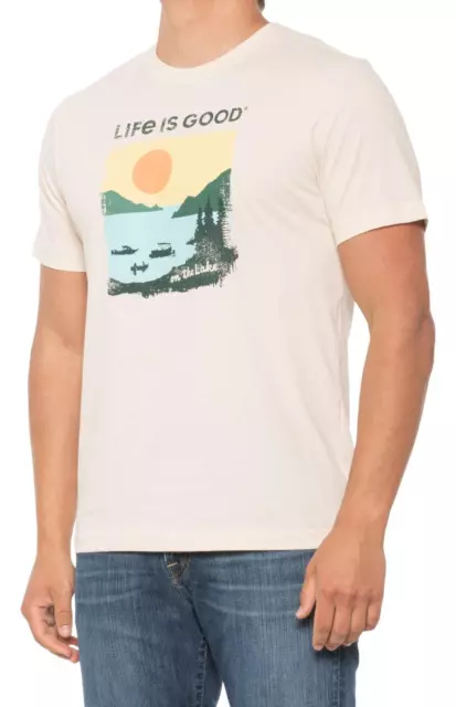 Life is Good Men's Classic Short Sleeve T-Shirt (Pottery White) 108879 NEW