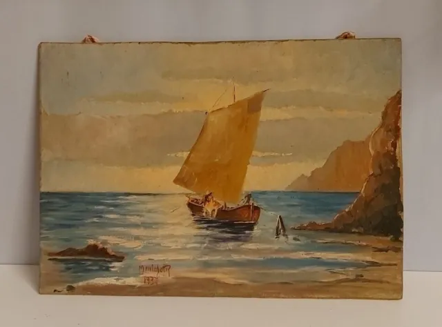 Marina Barca Paesaggio Di Mare Scogli Menichetti 1936