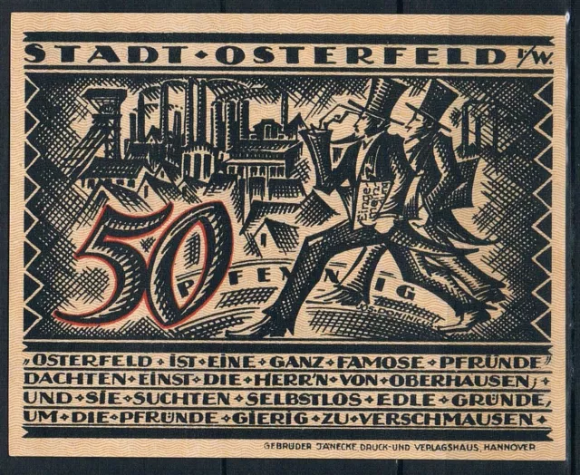 Notgeldschein 1921,Stadt Osterfeld,50 Pfg.,Reihe A,kassenfrisch