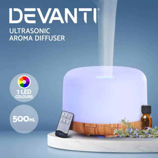 Devanti Aromatherapy Diffuser Aroma LED Light Ultrasonic Air Humidifier 500ml