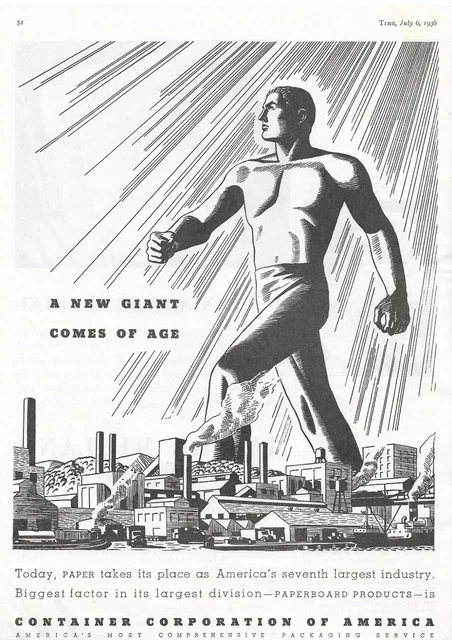 Old Vintage 1930s Art Deco Business - Container Corporation of America - 1936 AD