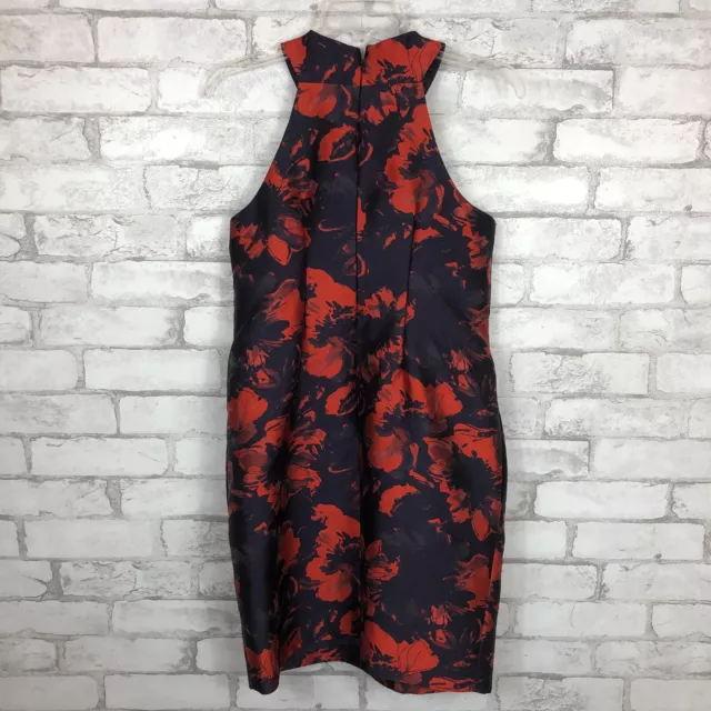 TRINA TURK Women's Red Navy Floral Tatia Criss Cross Neck Jacquard Dress SZ 4 2