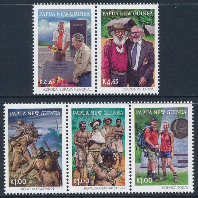 2010 Papua New Guinea Kokoda Set Of 5 Fine Mint Mnh Joint Issue