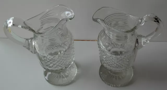 1790 Irish Georgian pedestal wine water jug pitcher x 2 diamond cut RARE pair 2