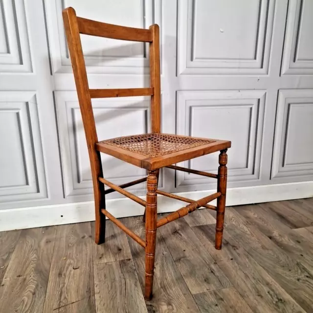 Antique Edwardian Turned Decorative Cane Occasional Bedroom Window Chair Vintage