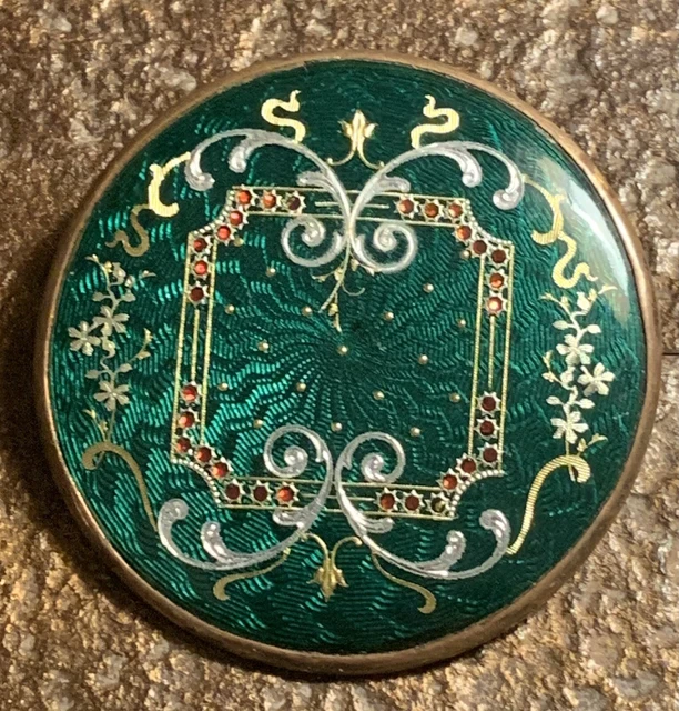 Broche Ancienne Plaqué Or émaillée Fleur - Bijou Régional Vintage Occasion