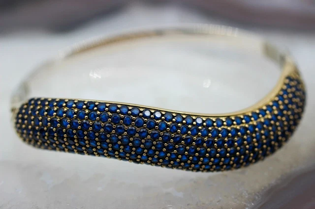 Bracelet pour femme en saphir fait à la main pour femme Bracelet manchette...
