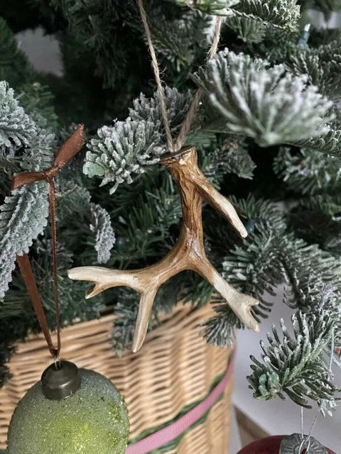 2x Geweih Hirsch Resin Baumschmuck Baum Weihnachten Hänger 8cm HOME KONTOR XMAS