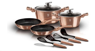 10 pezzi colore: Borgogna linea metallica Set di pentole Berlinger Haus 