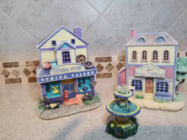 Spring Valley Lighted Village General Store, Post Office and Fountain