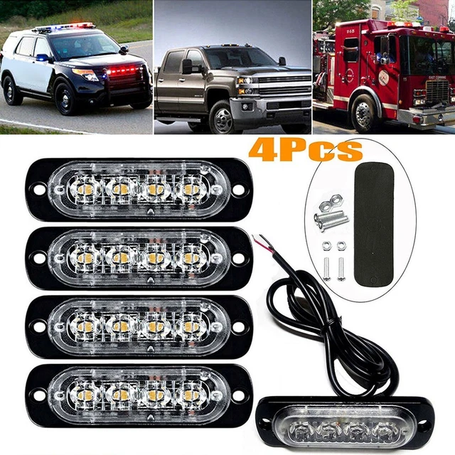 UK 4 4 LED Ambre Récupération Clignotant Grille Barre Lumineuse Camion Phare Feu