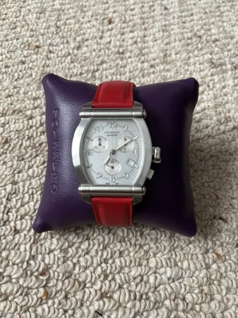 Charriol Ladies 060T Stainless Steel Watch with Red Leather Strap