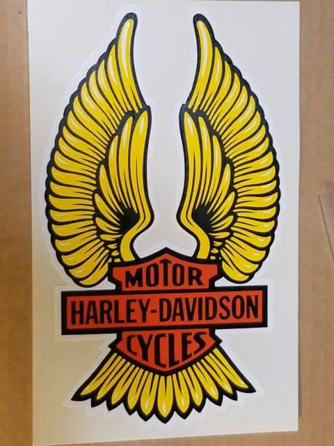 HARLEY DAVIDSON WINGS 1970's WINDOW STICKER VINTAGE MOTORCYCLE NOS DECAL 4.5x7.5