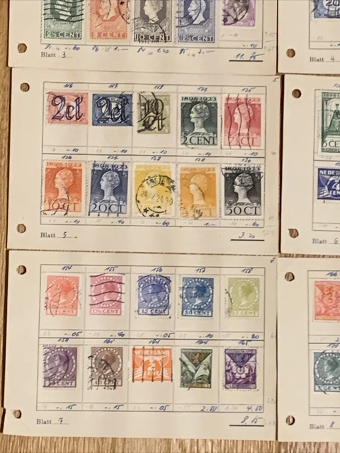 Briefmarken Lot Holland Niederlande uralt 16 Seiten aus einem Album 3