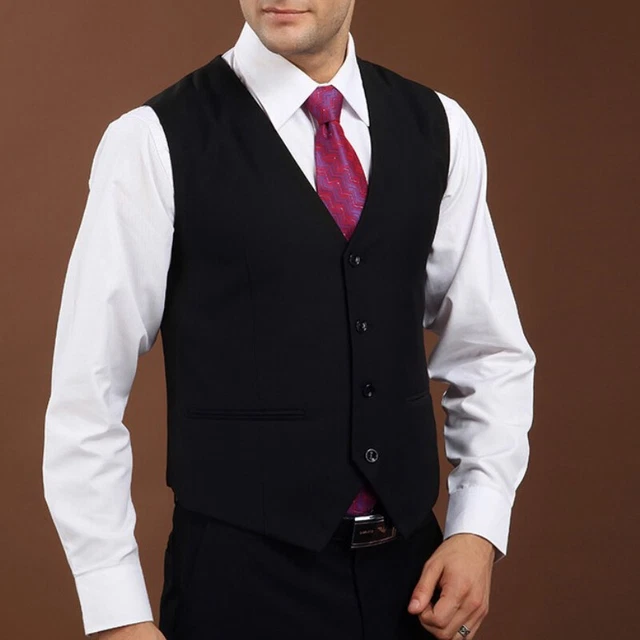Uomo Abito Gilet Slim Monopetto Formale Casual Matrimonio Uniforme
