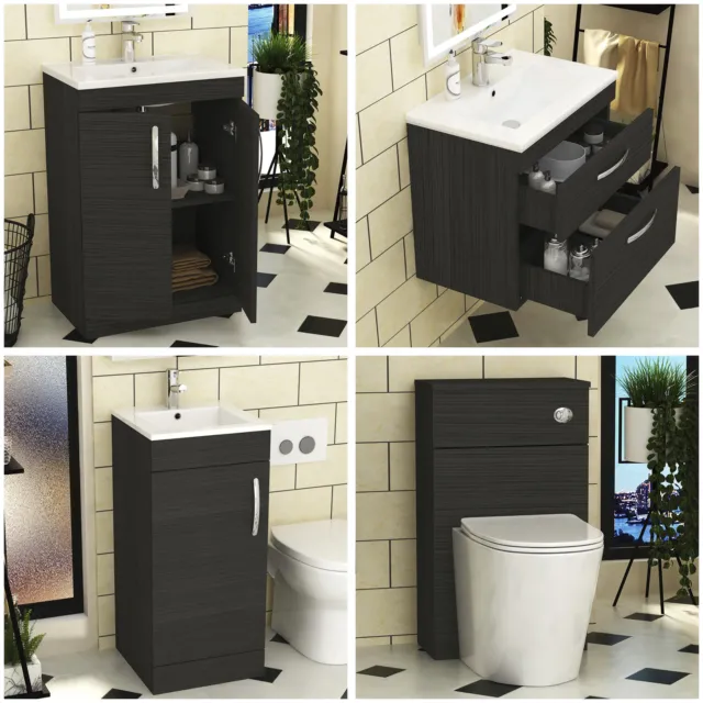 Bathroom Vanity Unit Basin Sink Furniture Hale Black Cabinet Storage BTW WC Pan