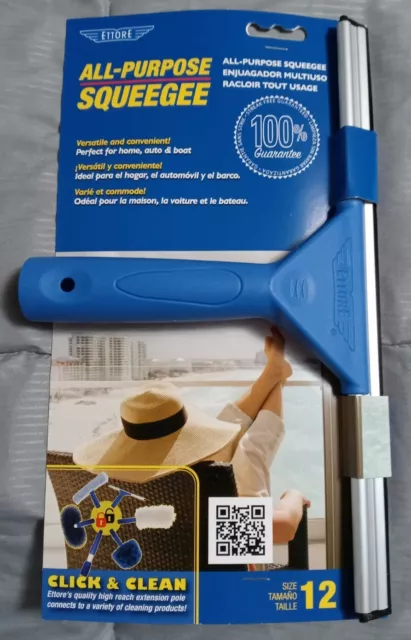 Ettore 17012 Acrylic Handle All Purpose Squeegee 12 in. with Rubber Blade