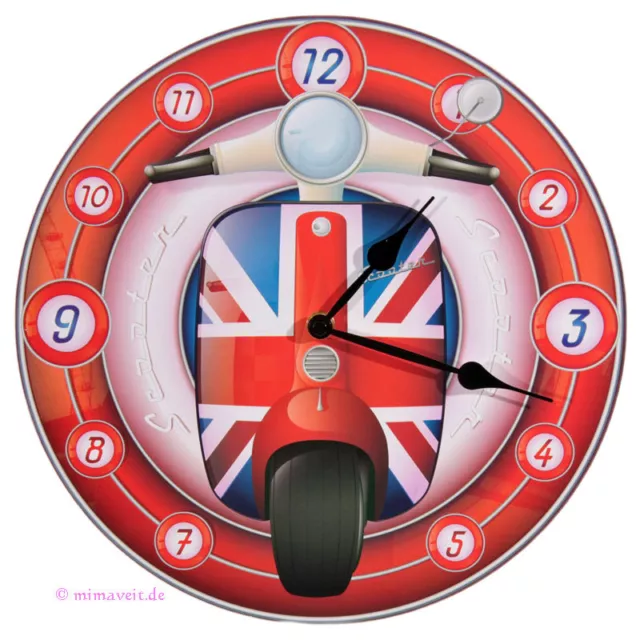 Wanduhr Bilderuhr Uhr - London GB Scooter Design - Großbritannien Roller Mofa