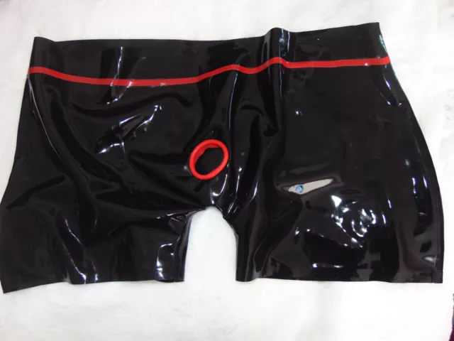 Slip para hombre, boxer, pantalones cortos, látex, negro, fetiche talla XXL, agujero, NUEVO, látex