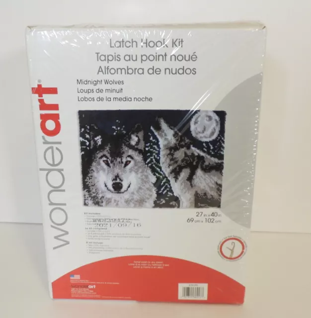 WonderArt Latch Hook Kit Midnight Wolves Wolf 27" x 40" NEW